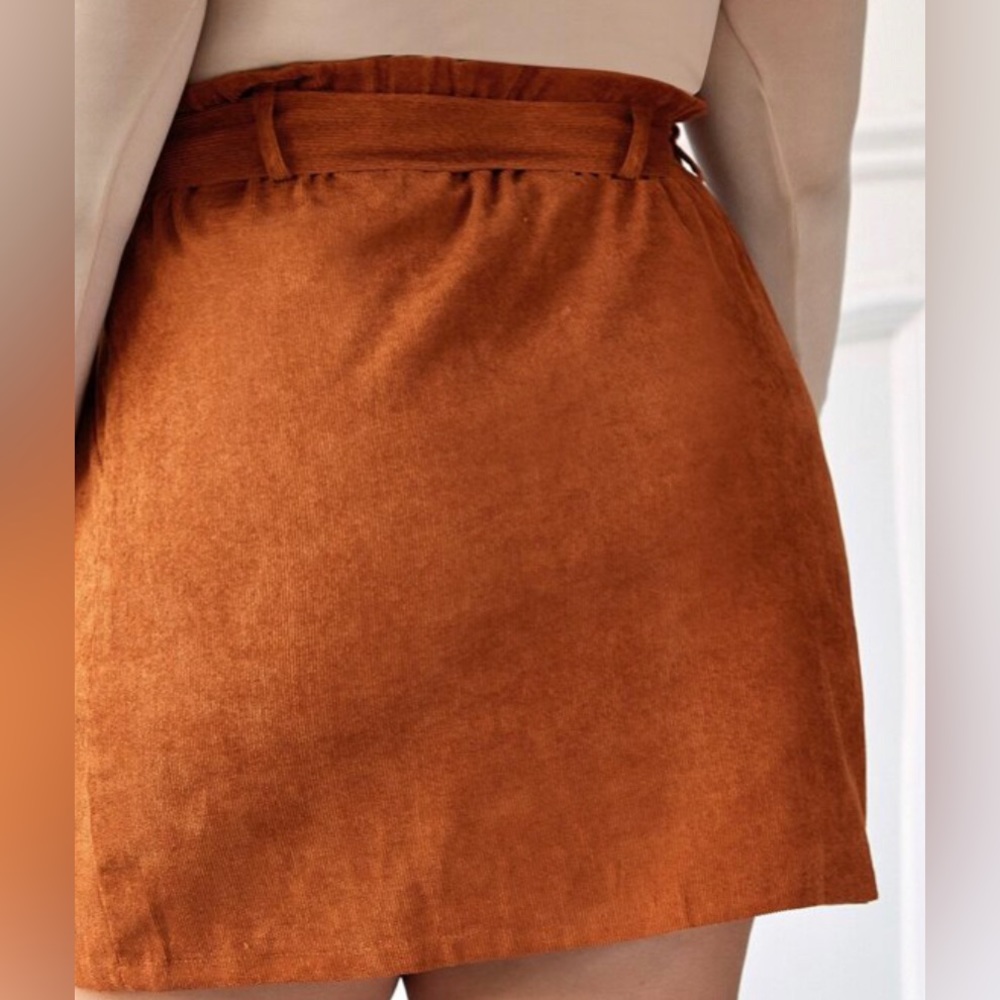 SHEIN Essnce Plus Solid Belted Button Through Corduroy Skirt Size 16 (2XL) - Picture 2 of 9